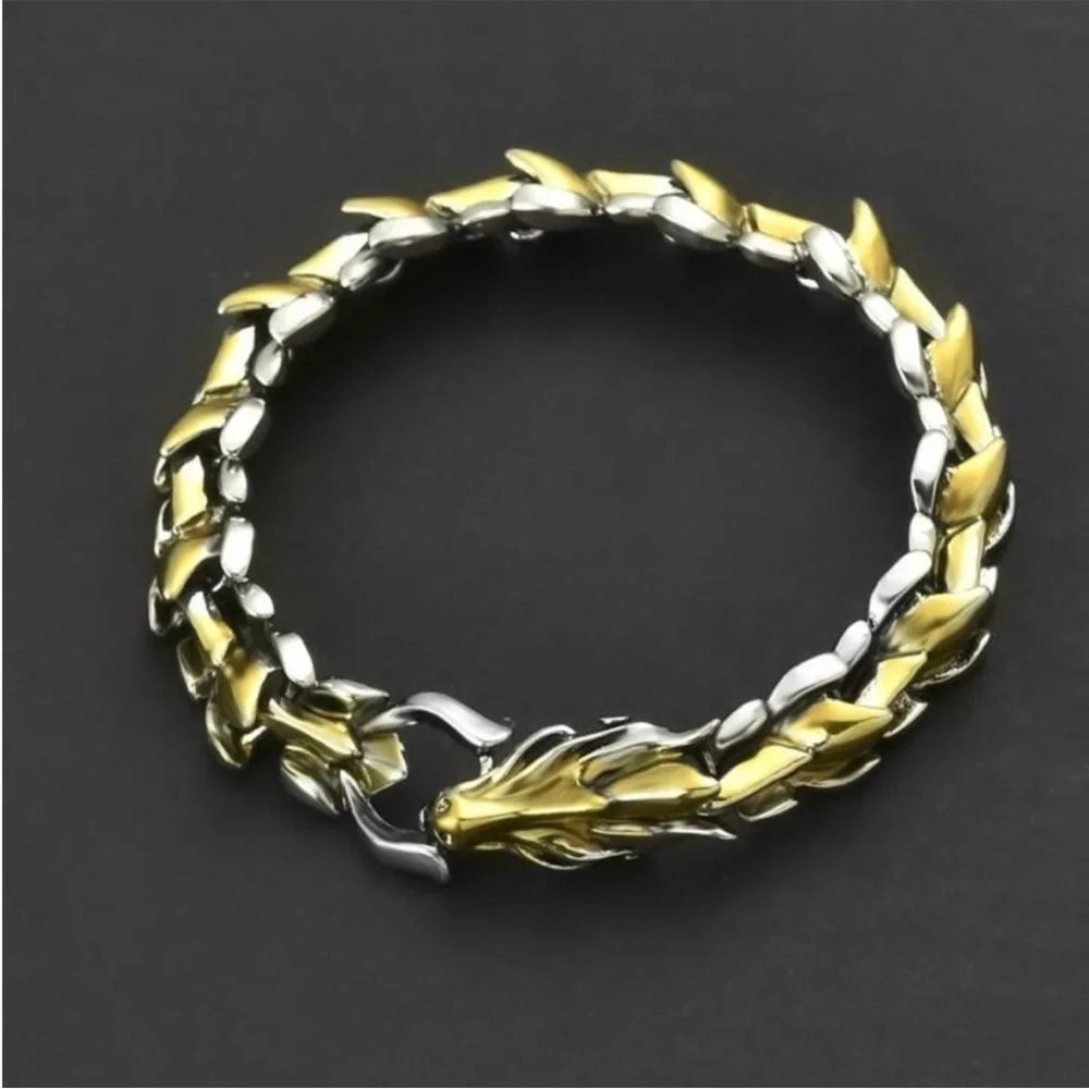 Obsidian Men Dragon Chain Bracelet
